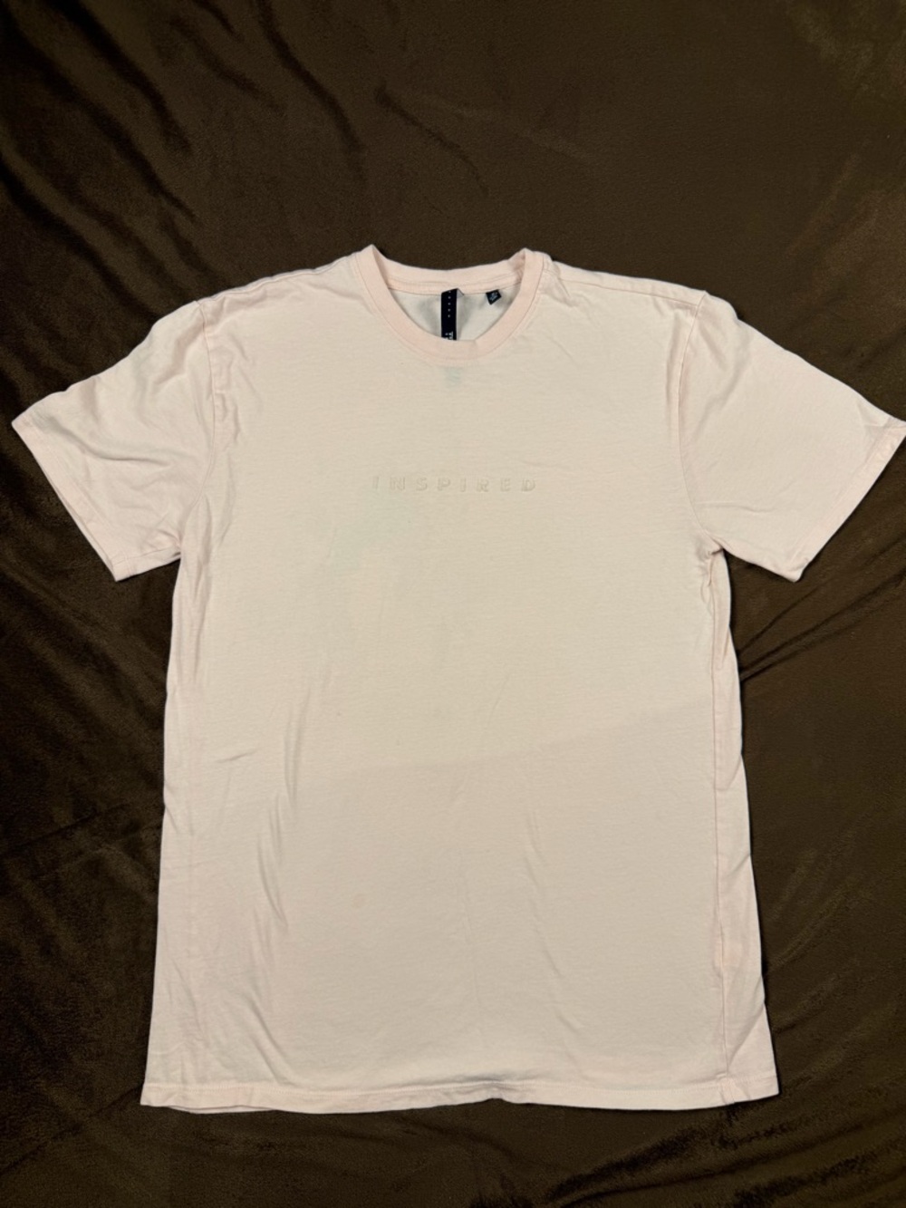 Inspired Embossed Crew Neck Tee - Light Pink